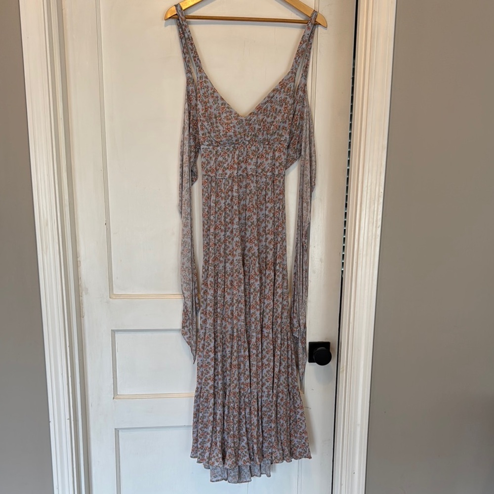 Vici Blue and Orange Spaghetti Strap Maxi Dress